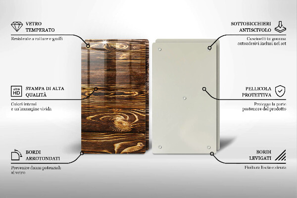 Steklena podloga za rezanje Tekstura lesa