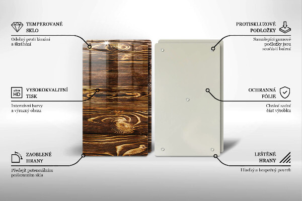 Steklena podloga za rezanje Tekstura lesa