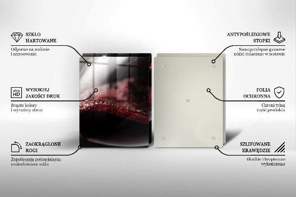 Steklena podloga za rezanje Rdeče vino v kozarcu