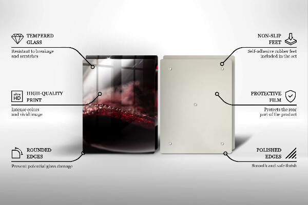 Steklena podloga za rezanje Rdeče vino v kozarcu