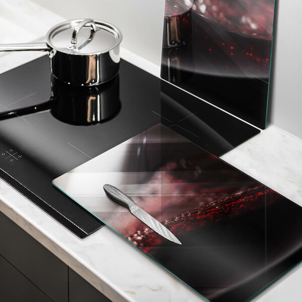 Steklena podloga za rezanje Rdeče vino v kozarcu