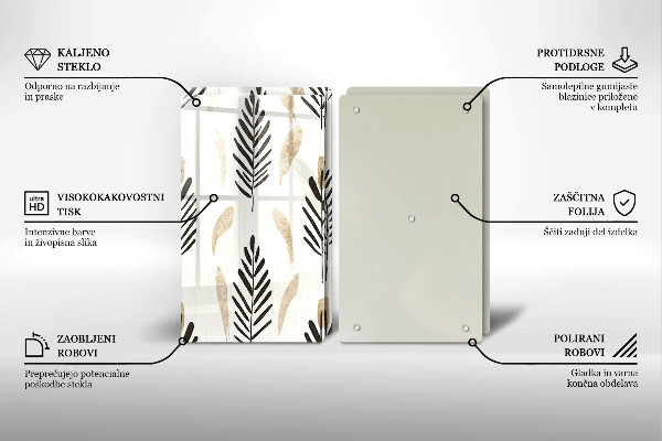 Steklena podloga za rezanje Boho rastline