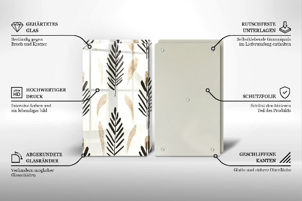 Steklena podloga za rezanje Boho rastline