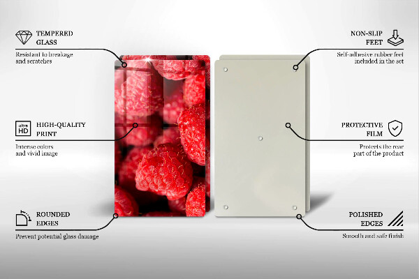 Steklena podloga za rezanje Sadje maline