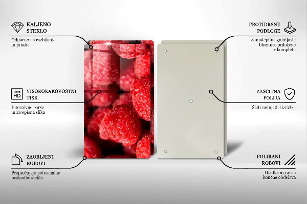 Steklena podloga za rezanje Sadje maline