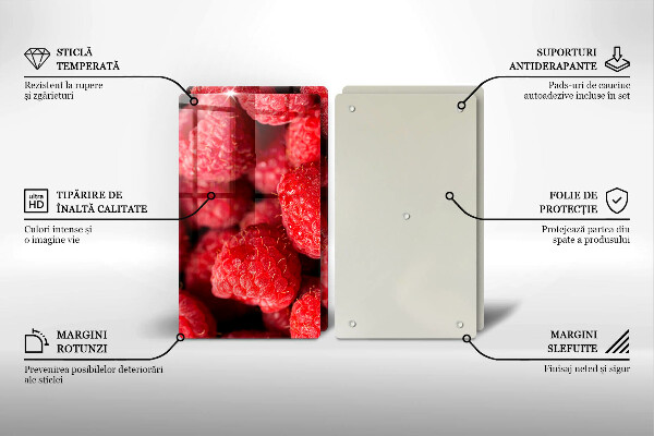 Steklena podloga za rezanje Sadje maline