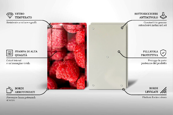 Steklena podloga za rezanje Sadje maline
