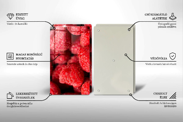 Steklena podloga za rezanje Sadje maline
