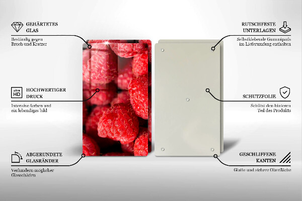 Steklena podloga za rezanje Sadje maline