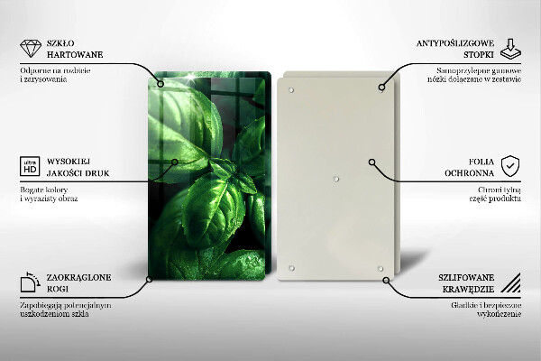 Steklena podloga za rezanje Listi bazilike