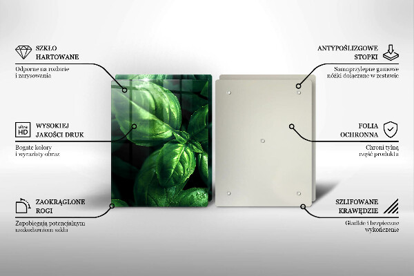 Steklena podloga za rezanje Listi bazilike