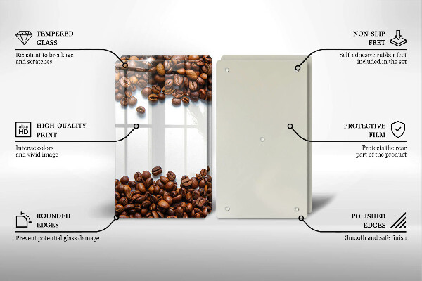 Steklena podloga za rezanje Kavna zrna