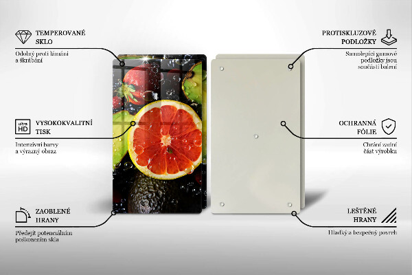 Steklena podloga za rezanje Sadje in zelenjava