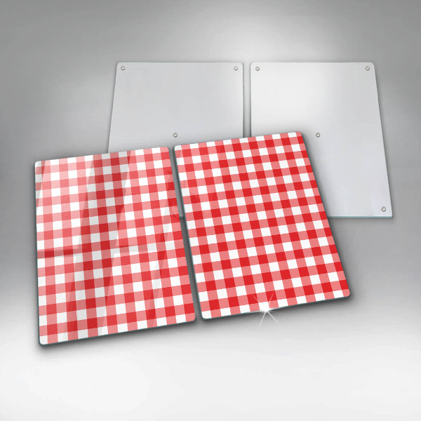 Steklena podloga za rezanje Rdeče-bel karo vzorec