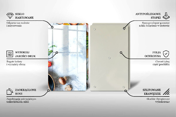 Steklena podloga za rezanje Sestavine v kuhinji