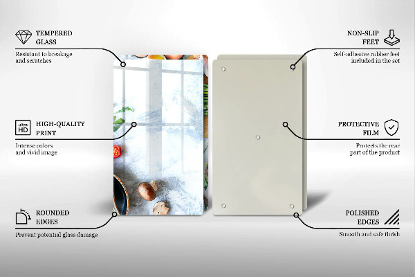 Steklena podloga za rezanje Sestavine v kuhinji