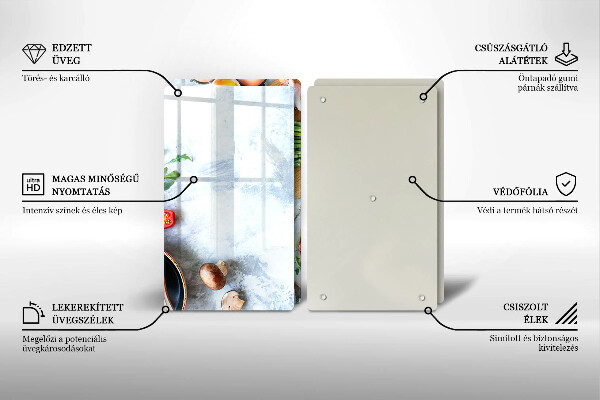 Steklena podloga za rezanje Sestavine v kuhinji