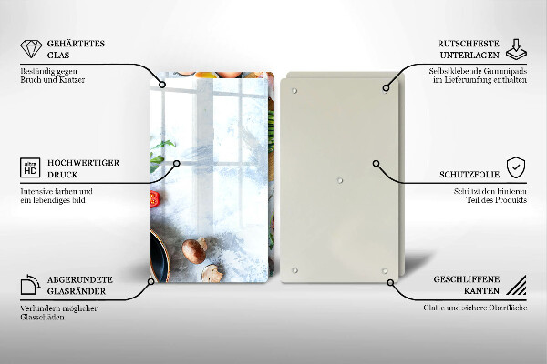 Steklena podloga za rezanje Sestavine v kuhinji