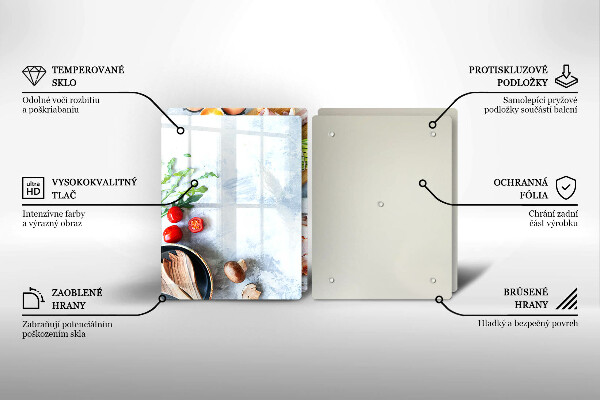 Steklena podloga za rezanje Sestavine v kuhinji