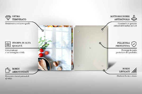 Steklena podloga za rezanje Sestavine v kuhinji