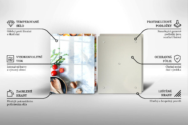 Steklena podloga za rezanje Sestavine v kuhinji