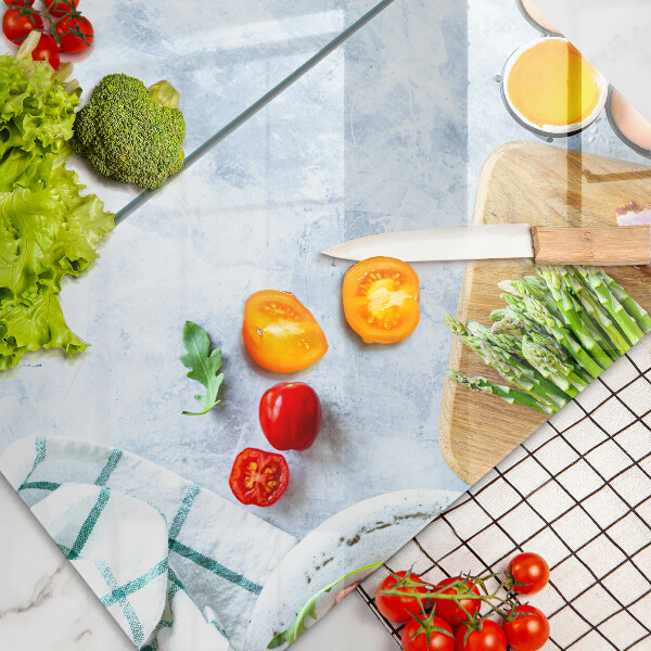 Steklena podloga za rezanje Sestavine v kuhinji