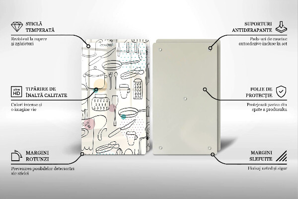 Steklena podloga za rezanje Kuhinjski dodatki