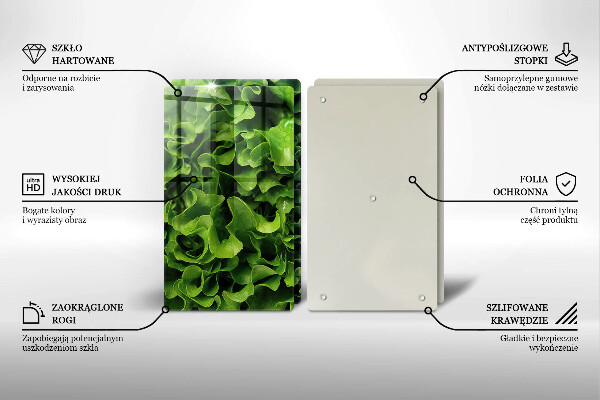 Steklena podloga za rezanje Zeleni listi solate