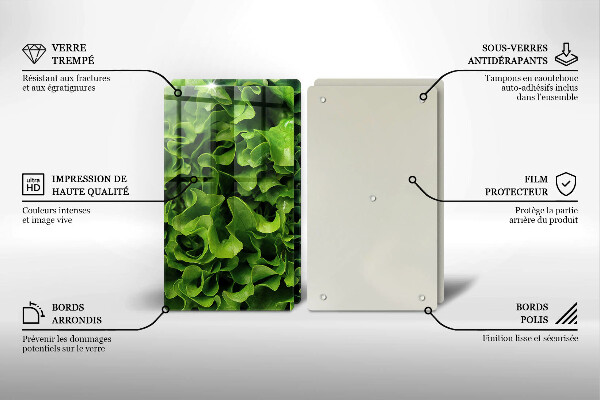 Steklena podloga za rezanje Zeleni listi solate