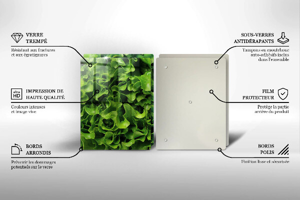 Steklena podloga za rezanje Zeleni listi solate