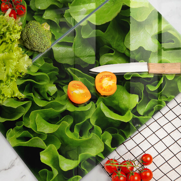 Steklena podloga za rezanje Zeleni listi solate