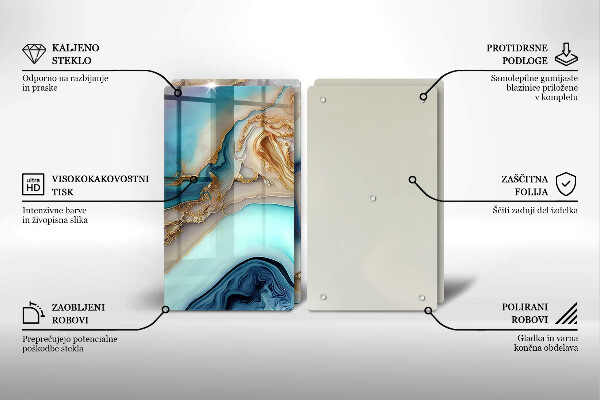 Steklena podloga za rezanje Večbarvni marmor