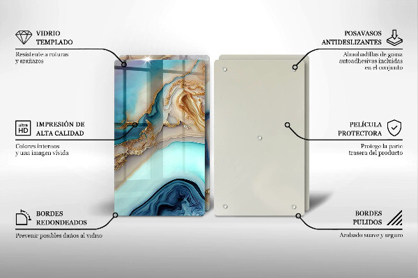 Steklena podloga za rezanje Večbarvni marmor