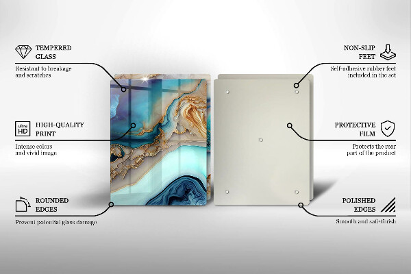 Steklena podloga za rezanje Večbarvni marmor