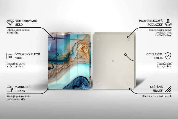 Steklena podloga za rezanje Večbarvni marmor