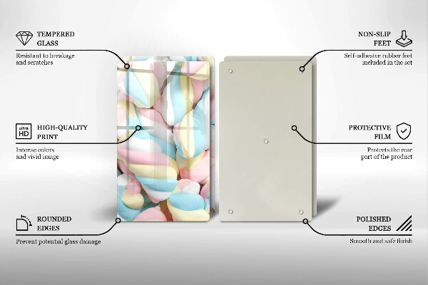 Steklena podloga za rezanje Pisani marshmallows