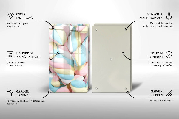 Steklena podloga za rezanje Pisani marshmallows