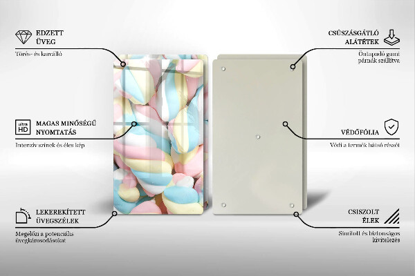 Steklena podloga za rezanje Pisani marshmallows