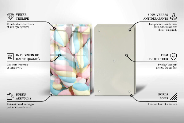 Steklena podloga za rezanje Pisani marshmallows