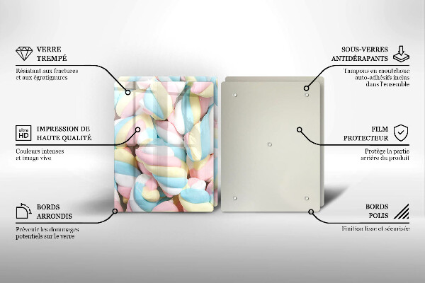 Steklena podloga za rezanje Pisani marshmallows