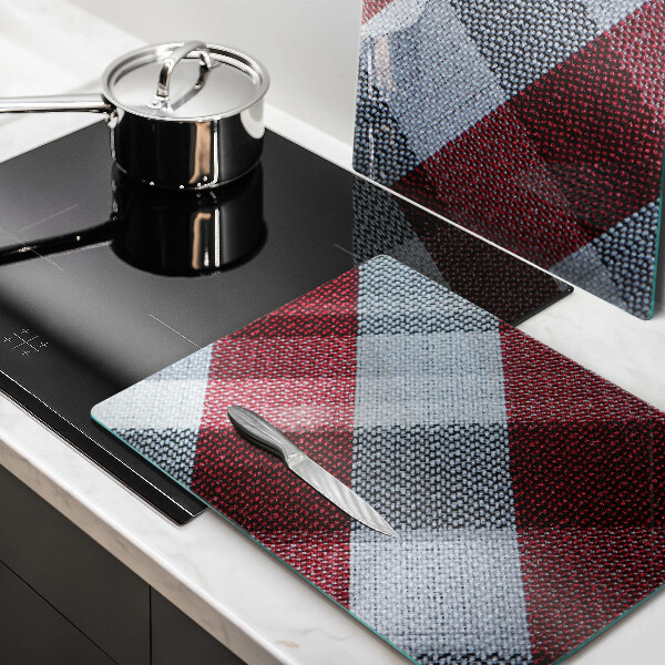 Steklena podloga za rezanje Rdeče-bel karo vzorec