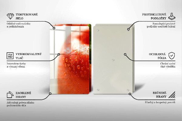 Steklena podloga za rezanje rdeča paprika