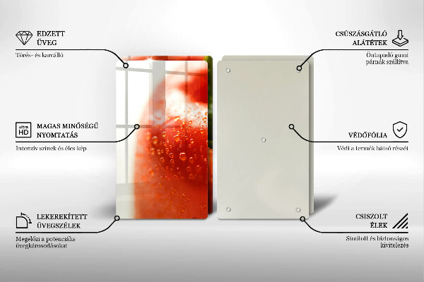 Steklena podloga za rezanje rdeča paprika