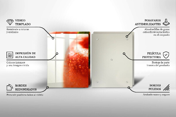 Steklena podloga za rezanje rdeča paprika