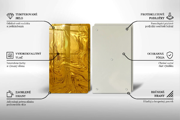 Steklena podloga za rezanje Zlata tekstura