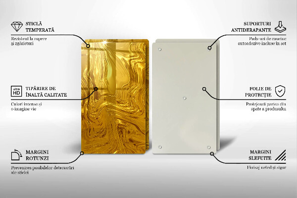 Steklena podloga za rezanje Zlata tekstura