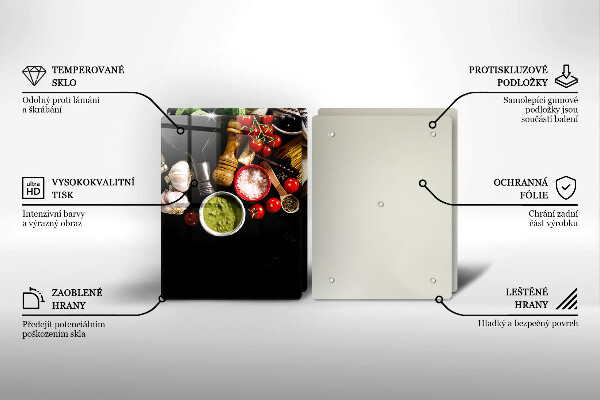 Steklena podloga za rezanje Italijanske sestavine in začimbe