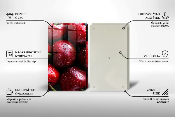 Steklena podloga za rezanje Češnje od blizu