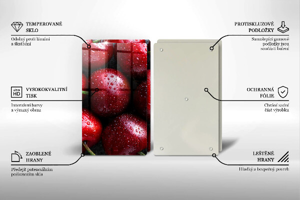 Steklena podloga za rezanje Češnje od blizu