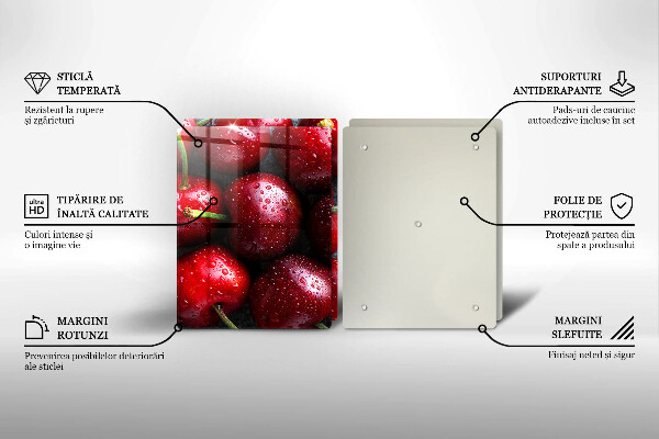 Steklena podloga za rezanje Češnje od blizu